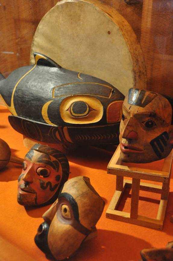 Máscara Tsimshian no Northern BC Museum, em Prince Rupert, na British Columbia, oeste do Canadá